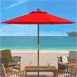 Safavieh Cannes 11Ft Round Wood Umbrella in Red