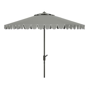 Safavieh Venice 11Ft Round Metal and Fabric Crank Umbrella in Gray