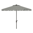 Safavieh Venice 11Ft Round Metal and Fabric Crank Umbrella in Gray