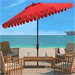 Safavieh Venice 11Ft Round Metal and Fabric Crank Umbrella in Red