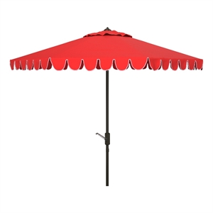 Safavieh Venice 11Ft Round Metal and Fabric Crank Umbrella in Red