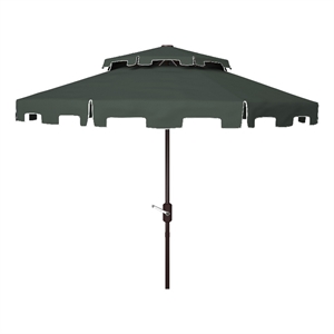 Safavieh Zimmerman 9Ft Double Top Metal and Fabric Market Umbrella in Green