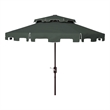 Safavieh Zimmerman 9Ft Double Top Metal and Fabric Market Umbrella in Green
