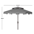 Safavieh Zimmerman 9Ft Double Top Metal and Fabric Market Umbrella in Gray/White