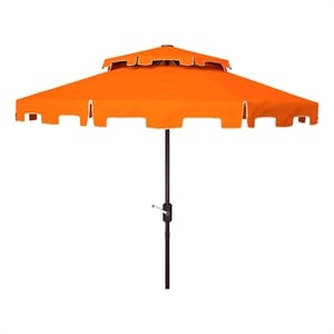 Safavieh Zimmerman 9Ft Double Top Metal Market Umbrella in Orange / White