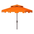 Safavieh Zimmerman 9Ft Double Top Metal Market Umbrella in Orange / White