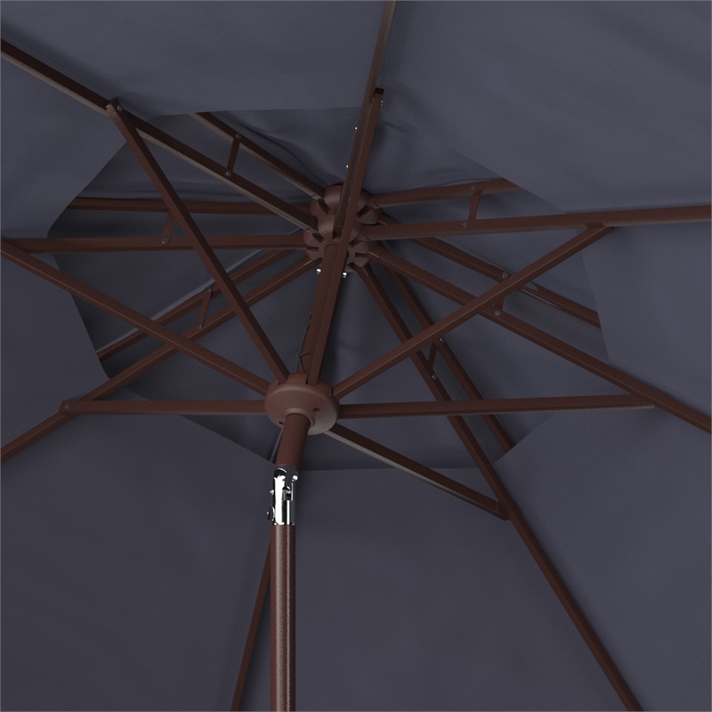 Safavieh Lorenia  9Ft Double Top Metal and Fabric Market Umbrella in Navy