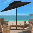 Safavieh Lorenia  9Ft Double Top Metal and Fabric Market Umbrella in Black
