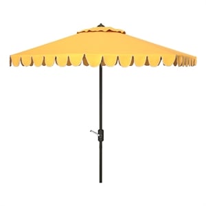 Safavieh Venice 11Ft Round Metal and Fabric Crank Umbrella in Yellow