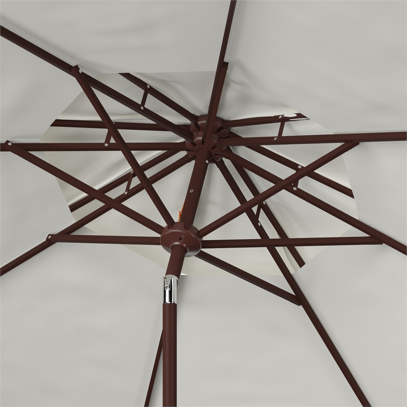 Safavieh Lorenia  9Ft Double Top Metal and Fabric Market Umbrella in White