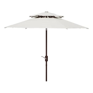Safavieh Lorenia  9Ft Double Top Metal and Fabric Market Umbrella in White