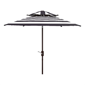Safavieh Iris Fashion Line 9Ft Double Top Metal Crank Umbrella in Navy / White