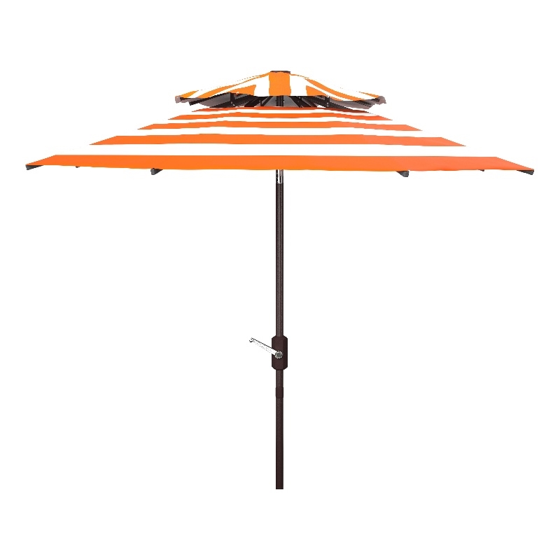 Safavieh Iris Fashion Line 9Ft Double Top Metal Crank Umbrella in Orange / White