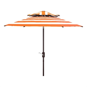 Safavieh Iris Fashion Line 9Ft Double Top Metal Crank Umbrella in Orange / White