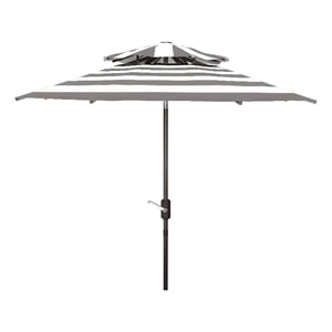 Safavieh Iris Fashion Line 9Ft Double Top Metal Crank Umbrella in Gray/White