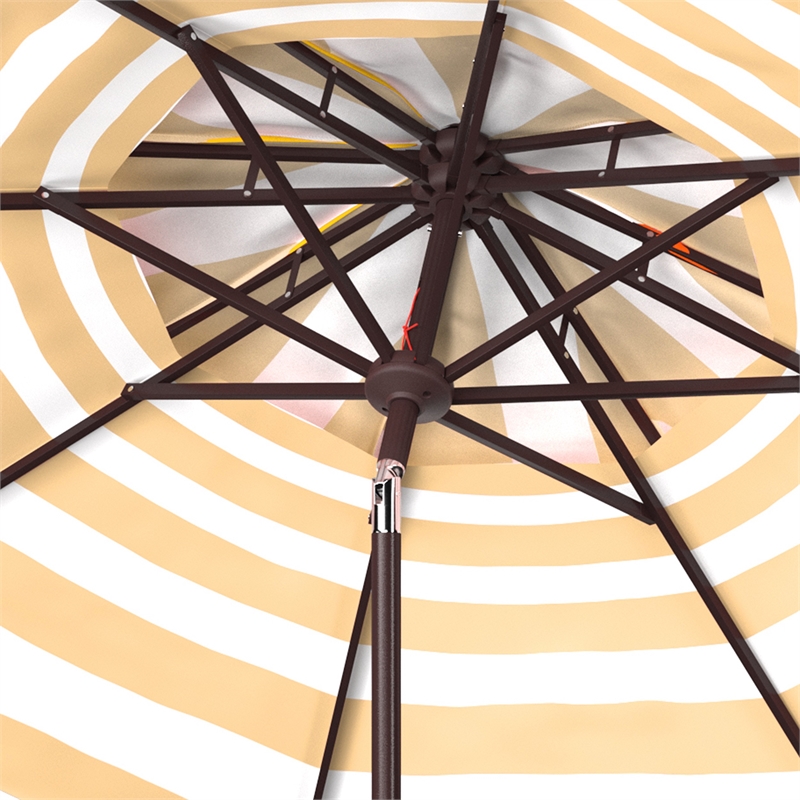 Safavieh Iris 9 Ft Doubletop Metal and Fabric Crank Umbrella  in Yellow
