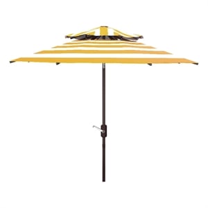 Safavieh Iris 9 Ft Doubletop Metal and Fabric Crank Umbrella  in Yellow