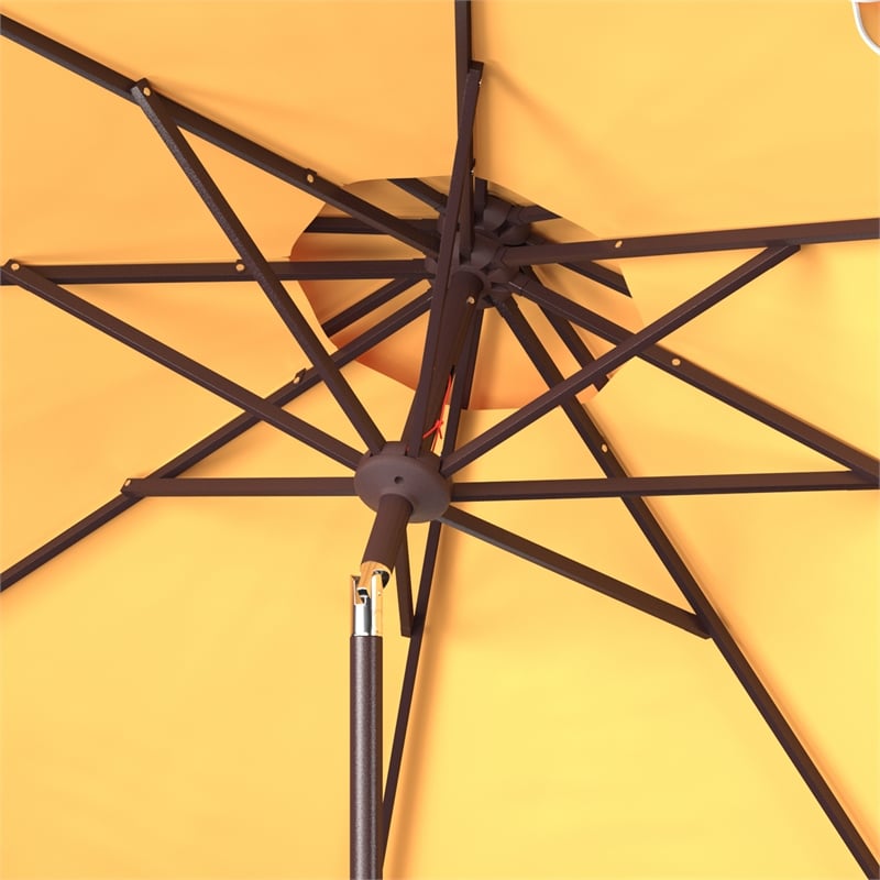 Safavieh Elegant Valance 9Ft Double Top Metal and Fabric Umbrella in Yellow