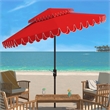 Safavieh Elegant Valance 9Ft Double Top Metal and Fabric Umbrella in Red