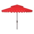 Safavieh Elegant Valance 9Ft Double Top Metal and Fabric Umbrella in Red