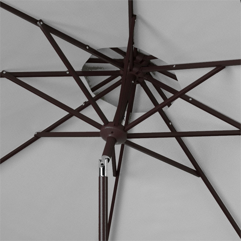Safavieh Elegant Valance 9Ft Double Top Metal and Fabric Umbrella in Ivory/Black