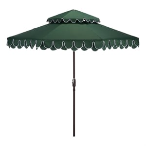 Safavieh Elegant Valance 9Ft Double Top Aluminum Umbrella in Green / White