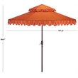 Safavieh Elegant Valance 9Ft Double Top Metal and Fabric Umbrella inOrange/White