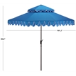 Safavieh Elegant Valance 9Ft Double Top Aluminum Umbrella in  Blue /White
