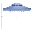 Safavieh Elegant Valance 9Ft Double Top Metal Umbrella in Baby Blue / White
