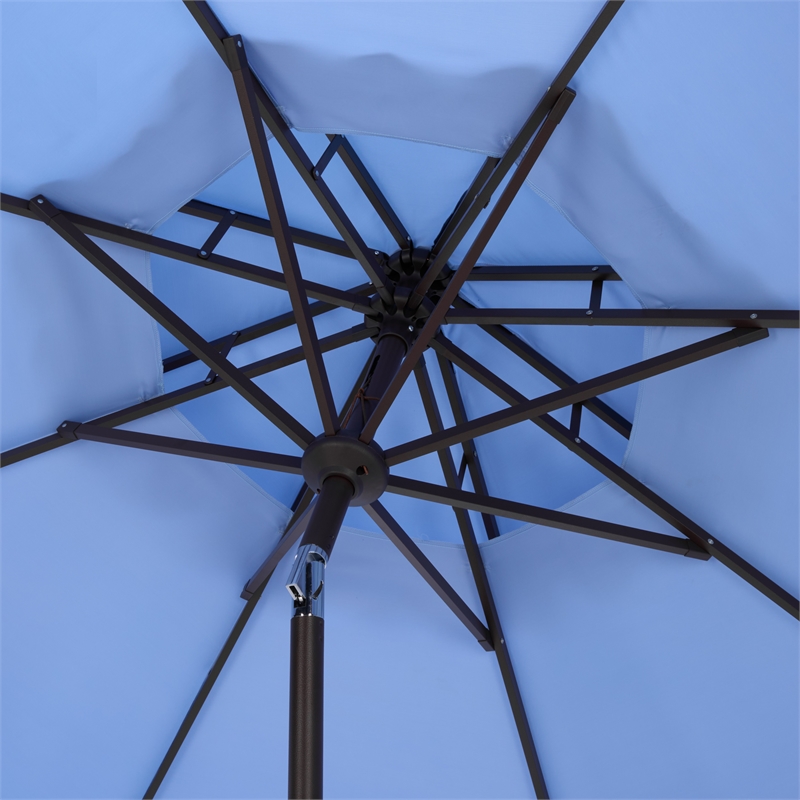 Safavieh Elegant Valance 9Ft Double Top Metal Umbrella in Baby Blue / White