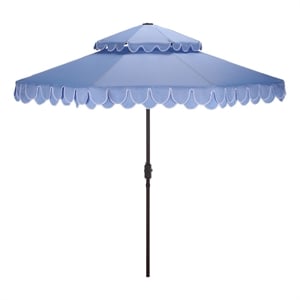 Safavieh Elegant Valance 9Ft Double Top Metal Umbrella in Baby Blue / White