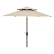 Safavieh Athens 9Ft Double Top Metal and Fabric Crank Umbrella in Beige / White
