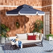 Safavieh Milan Fringe 9Ft Double Top Metal and Fabric Crank UmbrellainNavy/White