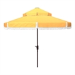 Safavieh Milan Fringe 9Ft Double Top Metal and Fabric Crank Umbrella in Yellow