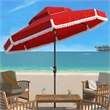 Safavieh Milan Fringe 9Ft Double Top Metal and Fabric Crank Umbrella in Red