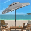 Safavieh Venice 9Ft Round Double Top Metal and Fabric Crank Umbrella in Gray