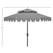 Safavieh Venice 9Ft Round Double Top Metal and Fabric Crank Umbrella in Gray
