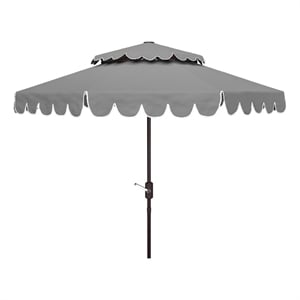 Safavieh Venice 9Ft Round Double Top Metal and Fabric Crank Umbrella in Gray