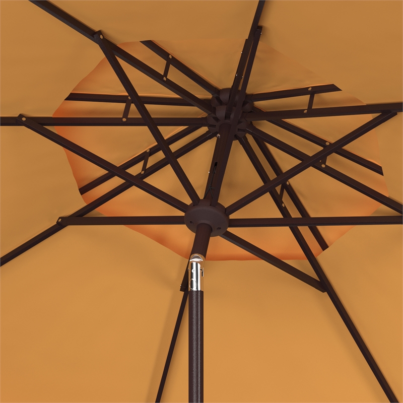 Safavieh Venice 9Ft Round Double Top Metal and Fabric Crank Umbrella in Yellow