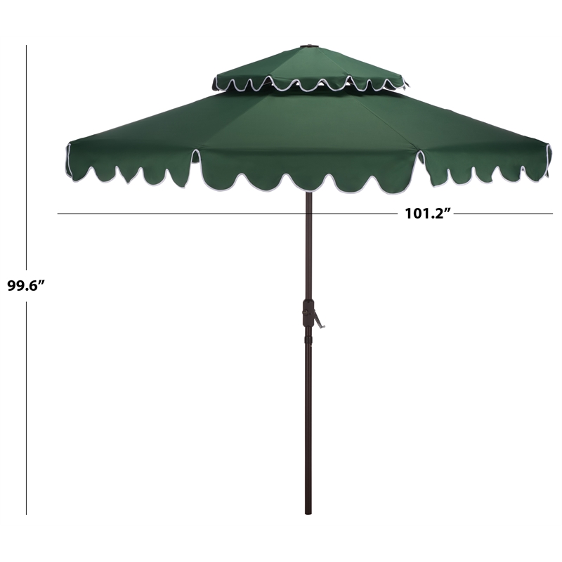 Safavieh Venice 9Ft Double Top Aluminum Crank Umbrella in Green / White