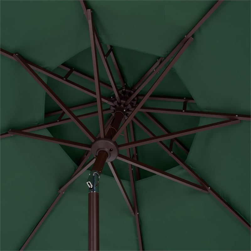 Safavieh Venice 9Ft Double Top Aluminum Crank Umbrella in Green / White