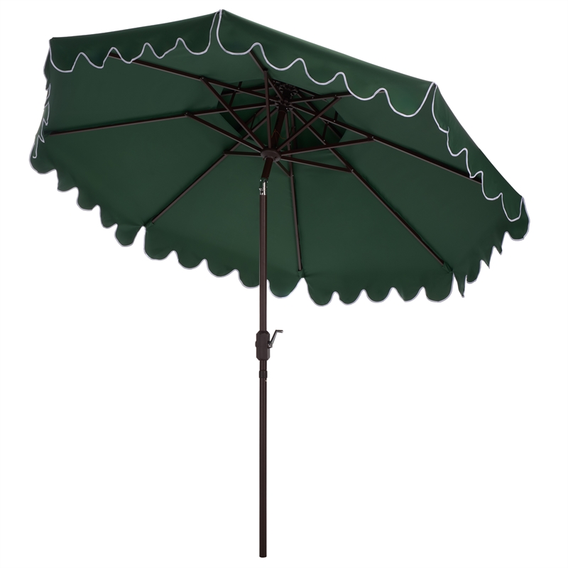 Safavieh Venice 9Ft Double Top Aluminum Crank Umbrella in Green / White