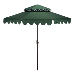 Safavieh Venice 9Ft Double Top Aluminum Crank Umbrella in Green / White