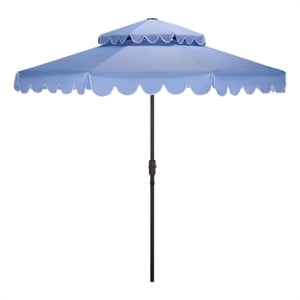 Safavieh Venice 9Ft Double Top Aluminum Crank Umbrella in Baby Blue / White
