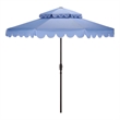 Safavieh Venice 9Ft Double Top Aluminum Crank Umbrella in Baby Blue / White
