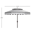 Safavieh Vienna 9Ft Round Double Top Metal Crank Umbrella in Black / White