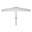 Safavieh Zimmerman 6.5x10 Ft Rect Metal and Fabric Market Umbrella in Gray/White