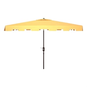 Safavieh Zimmerman 6.5x10 Ft Rect Metal and Fabric Market UmbrellainYellow/White