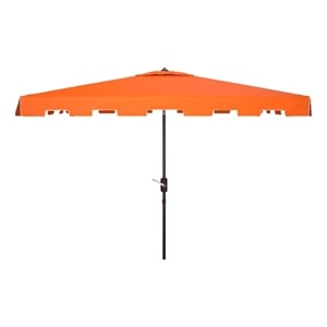 Safavieh Zimmerman 6.5x10 Ft Rect Metal and Fabric Market UmbrellainOrange/White