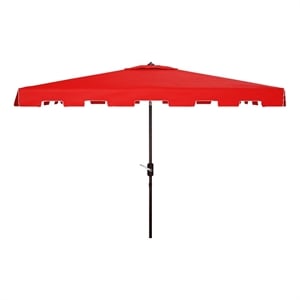 Safavieh Zimmerman 6.5x10 Ft Rect  Metal and Fabric Market Umbrella in Red/White